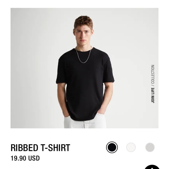 Zara Black Ribbed TShirt. Size Small - Picture 5 of 8